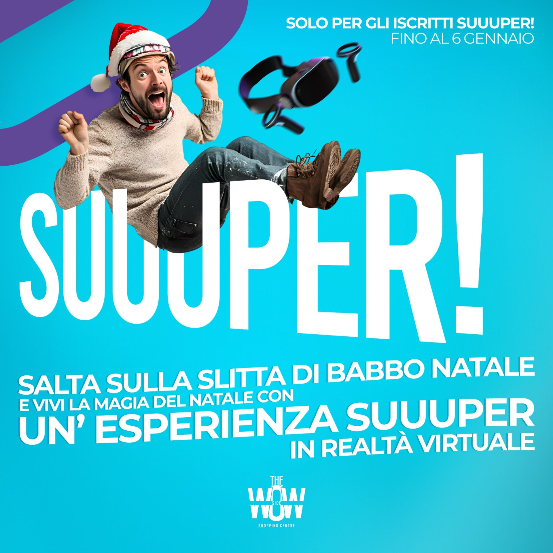 Suuper salta sulla slitta di Babbo Natale